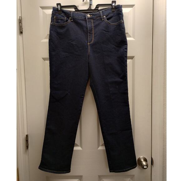 Gloria Vanderbilt Size 14p Amanda Dark Wash High Rise Straight Leg Denim Jeans - Picture 1 of 5